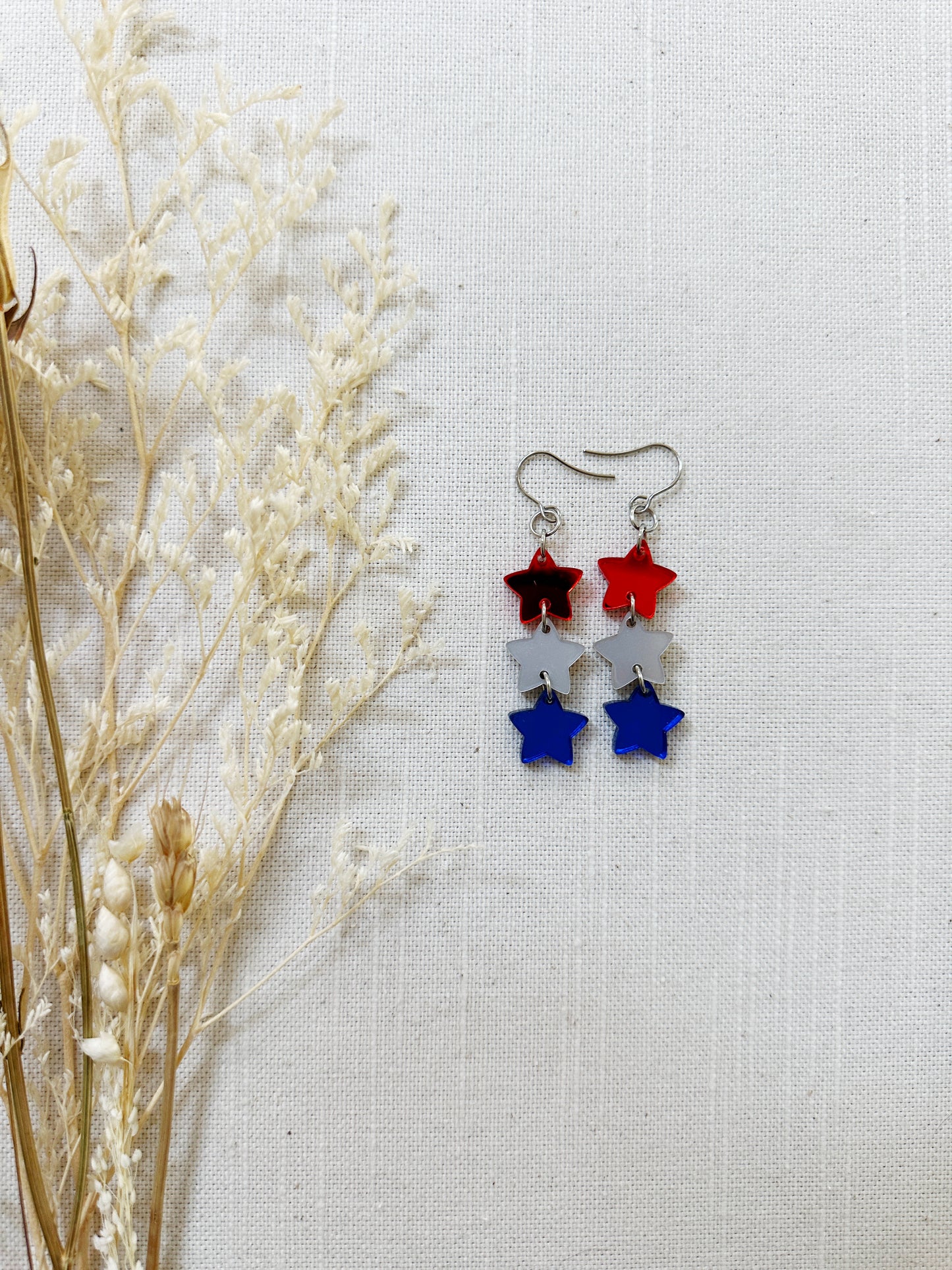 Patriotic 3 Star Acrylic Dangles