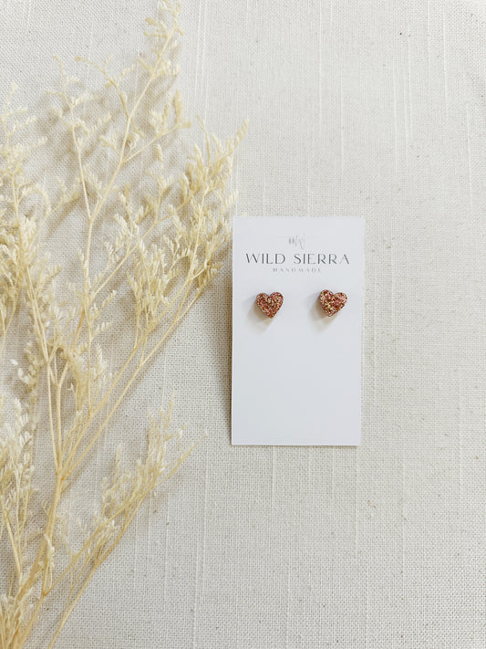 Glitter Acrylic Heart Studs
