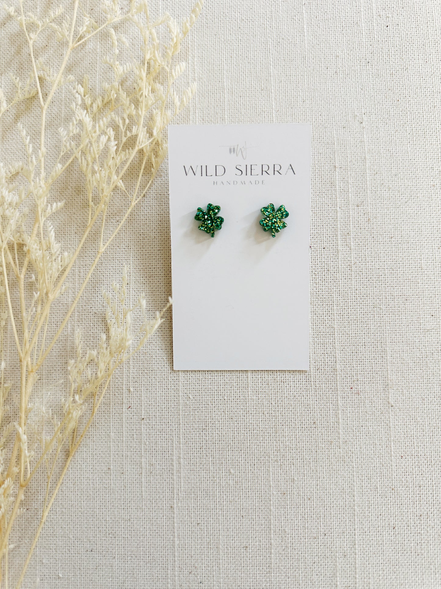 Shamrock Acrylic Glitter Stud