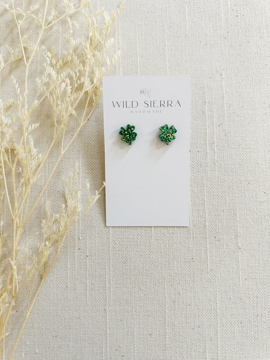 Shamrock Acrylic Glitter Stud