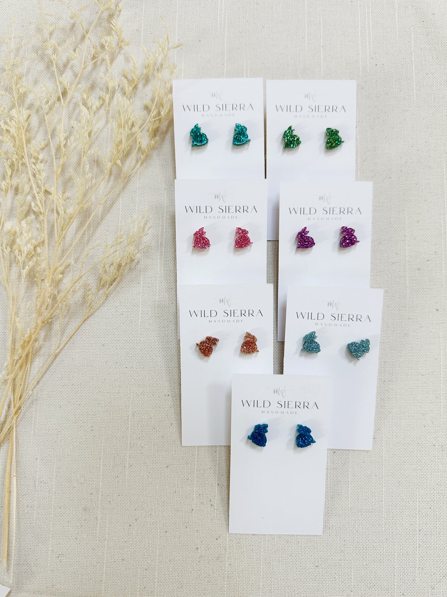 Glitter Bunny Acrylic Studs