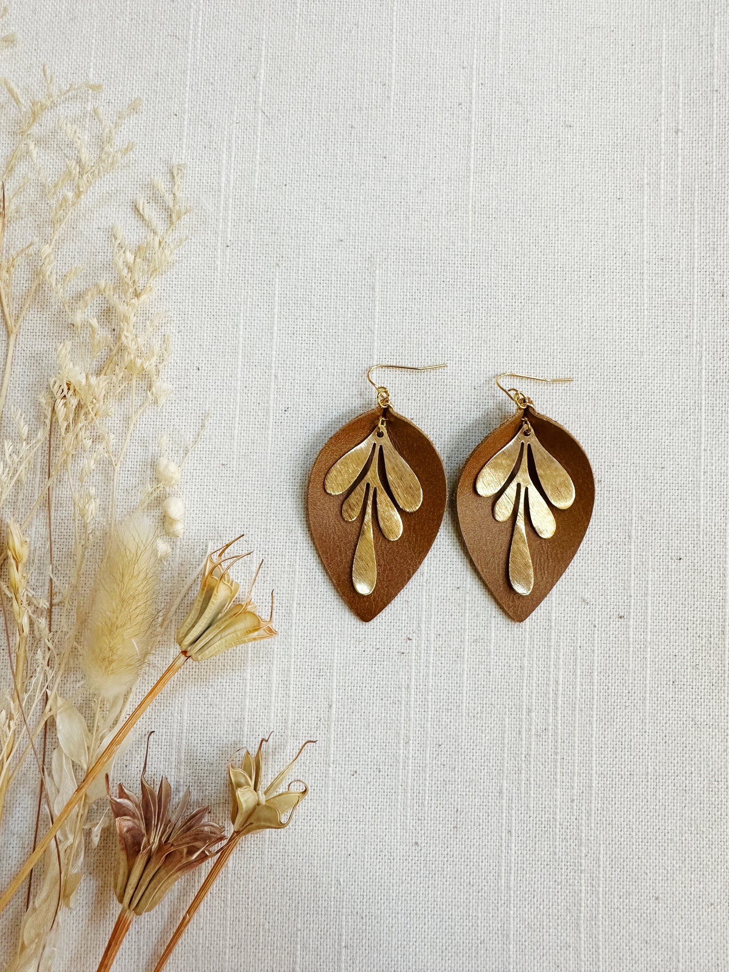 Brass Leaf on Leather