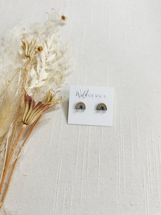 Pastel Rainbow Wood Stud