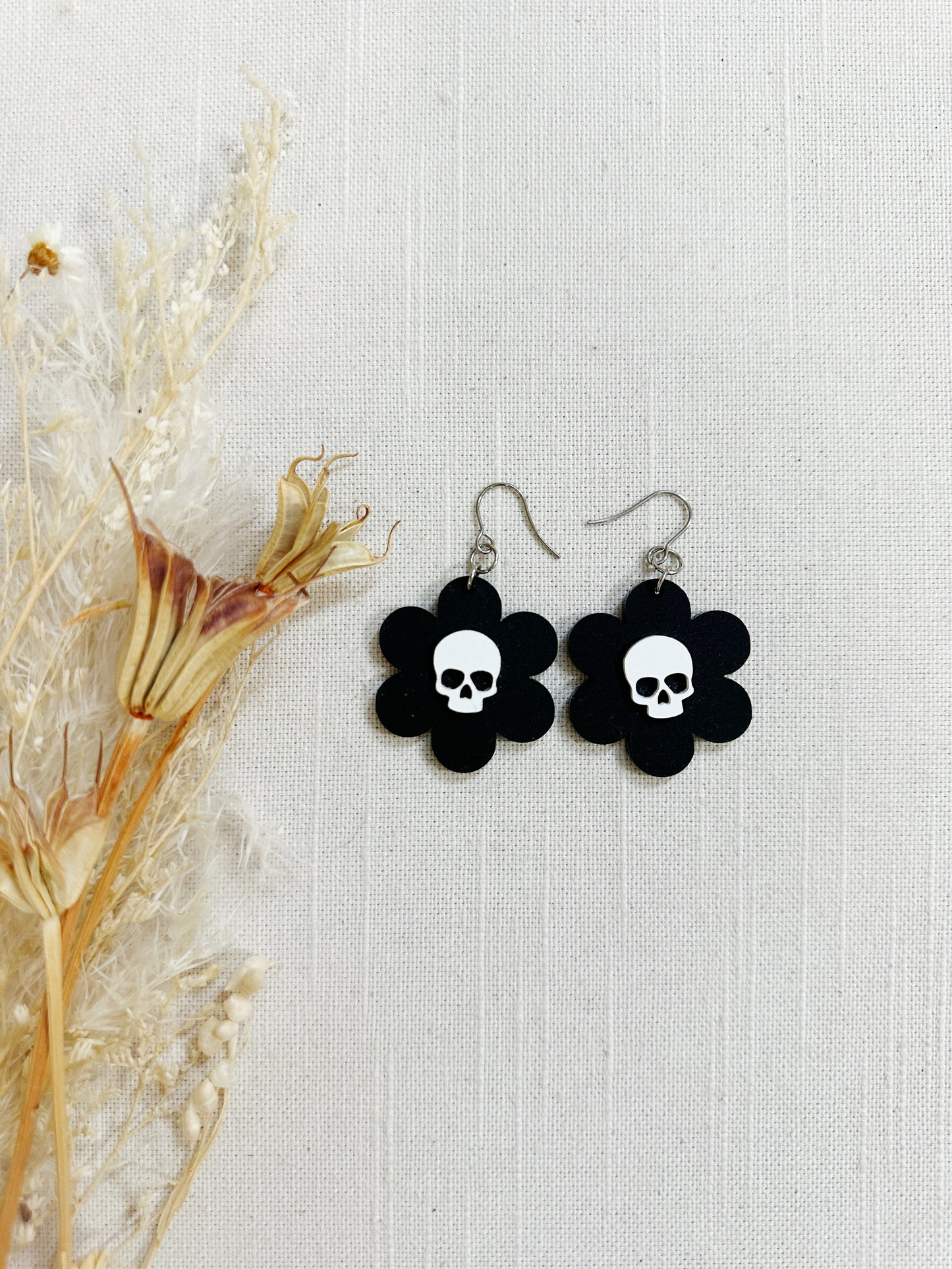Floral Skull Dangles