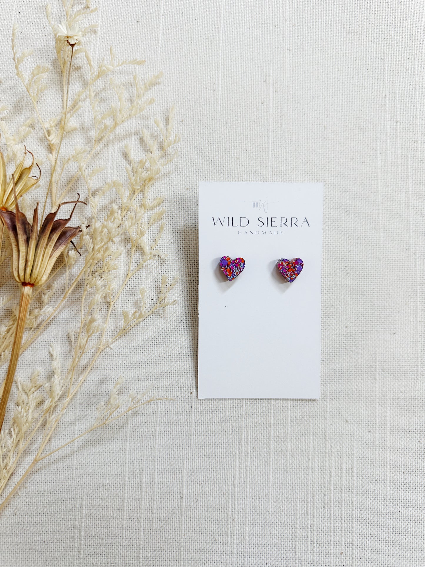 Glitter Acrylic Heart Studs