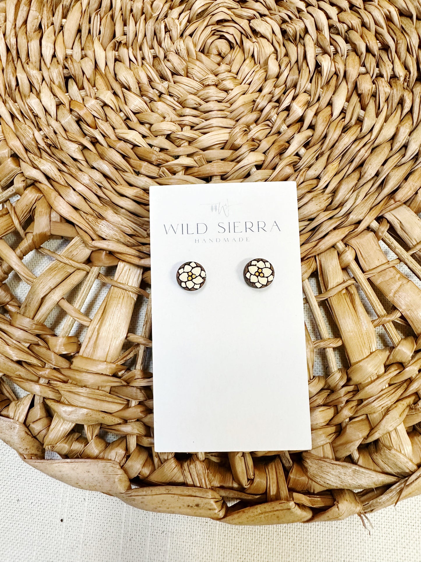 Floral Wood Studs