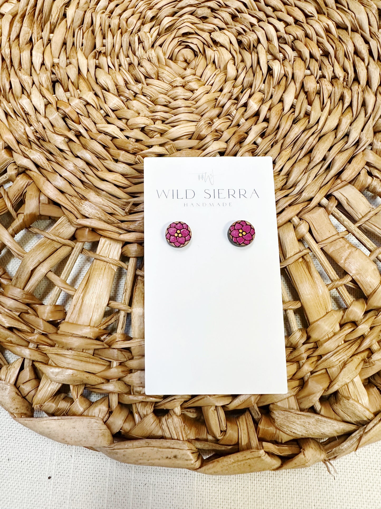 Floral Wood Studs