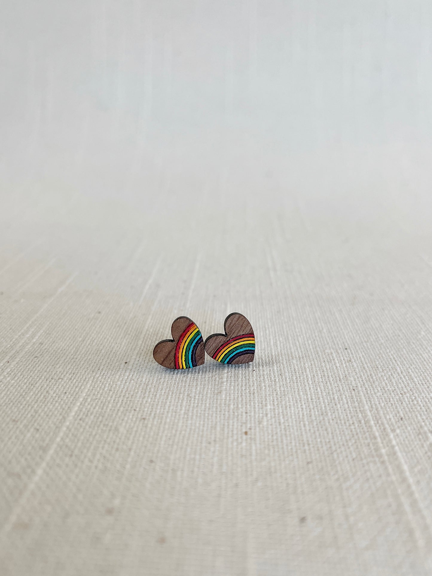 Rainbow Heart Stud Earrings
