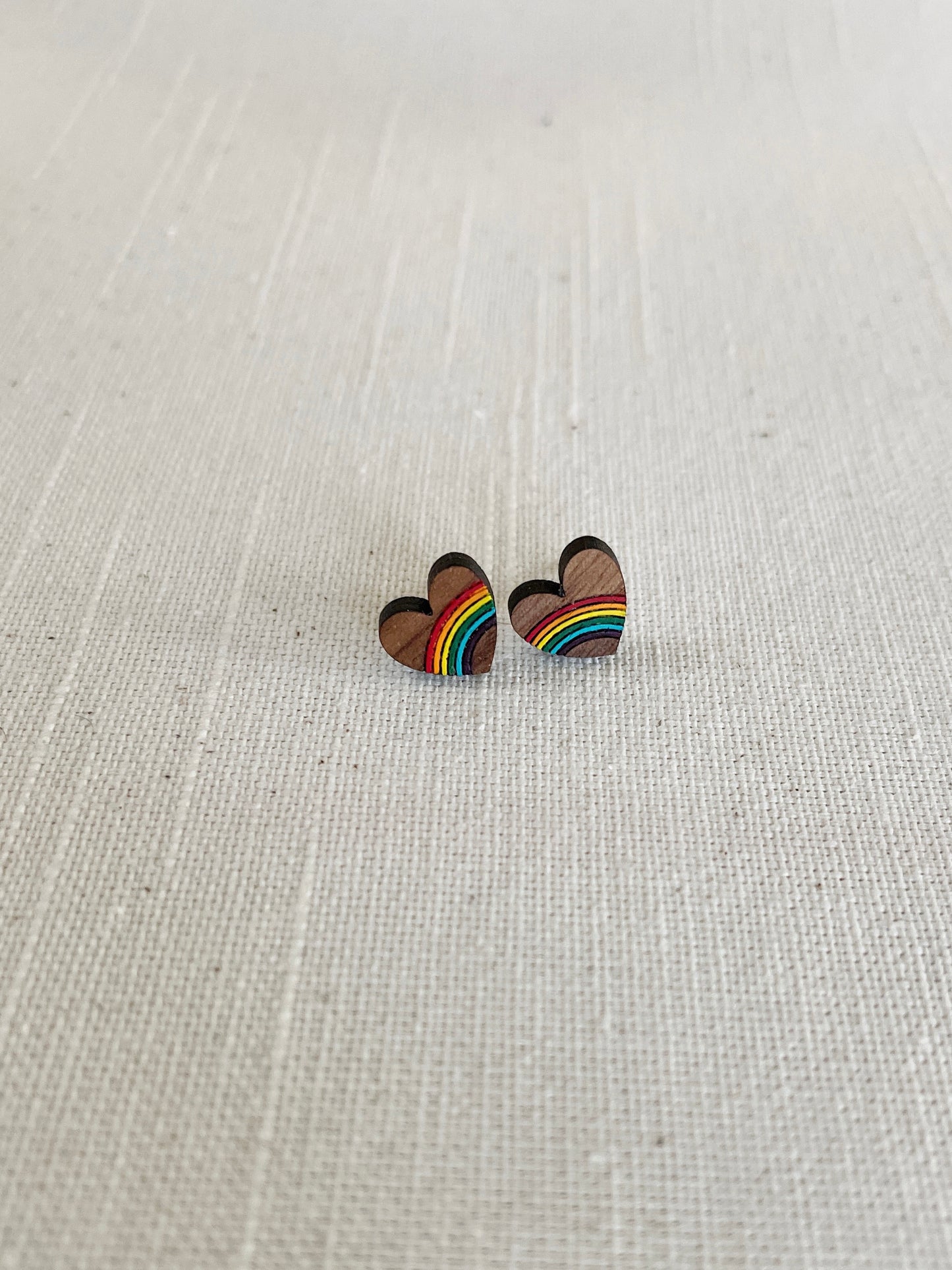Rainbow Heart Stud Earrings