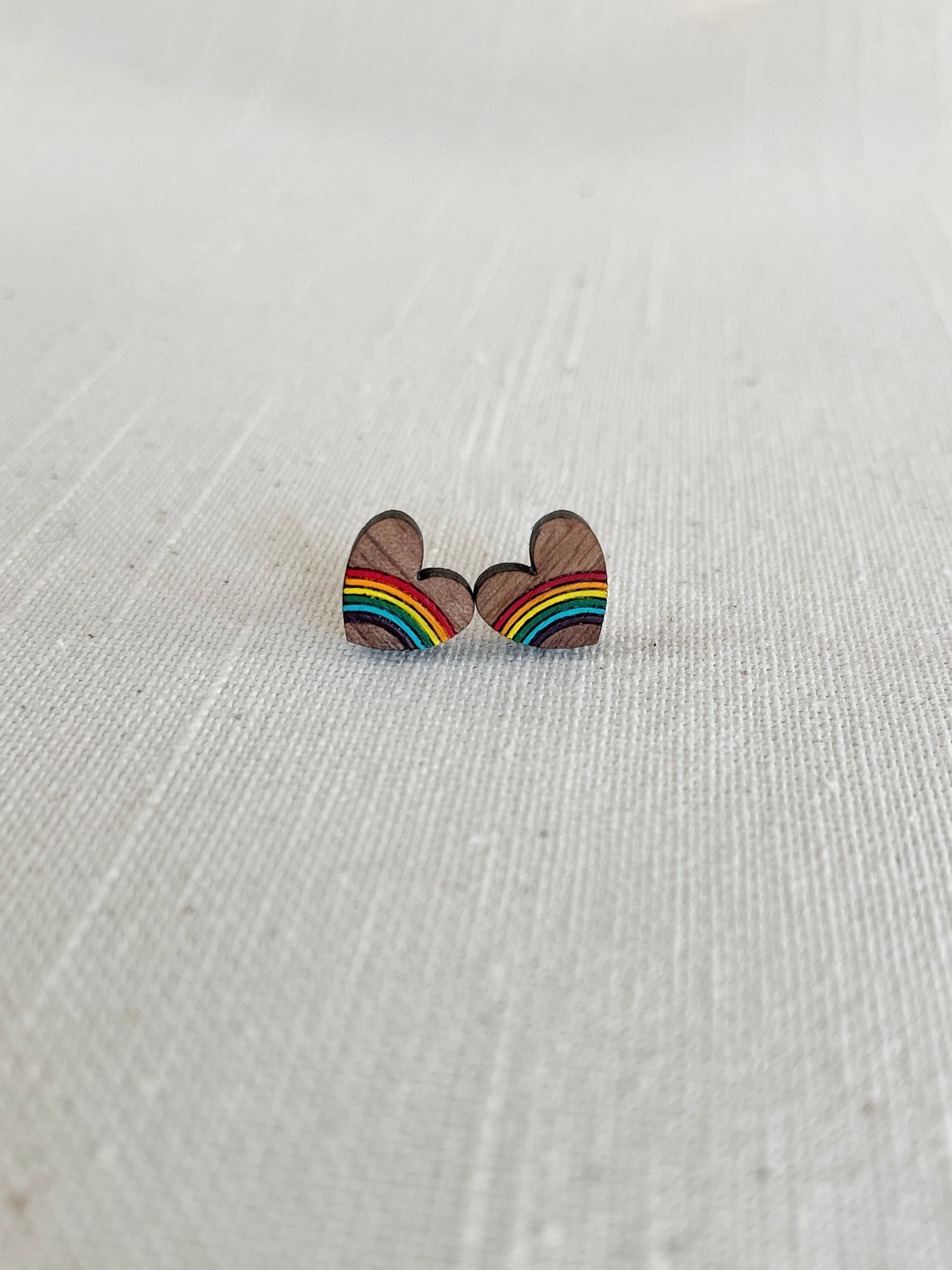 Rainbow Heart Stud Earrings