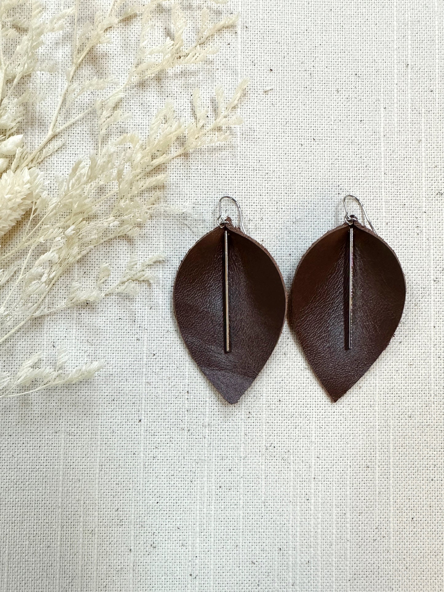 Leather Leaf with Stainless Steel Bar