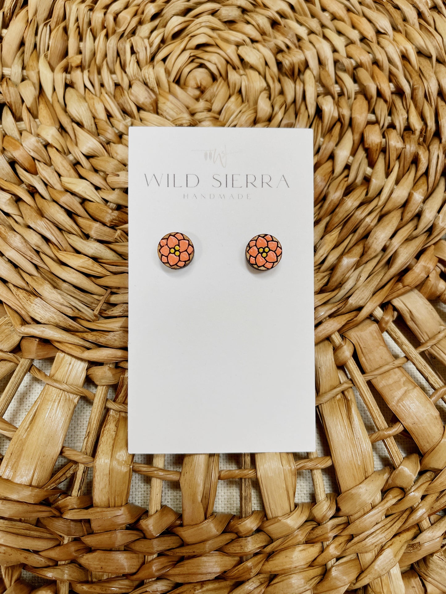 Floral Wood Studs
