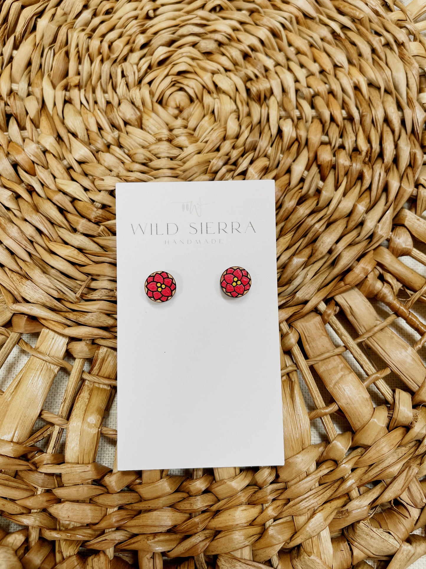 Floral Wood Studs
