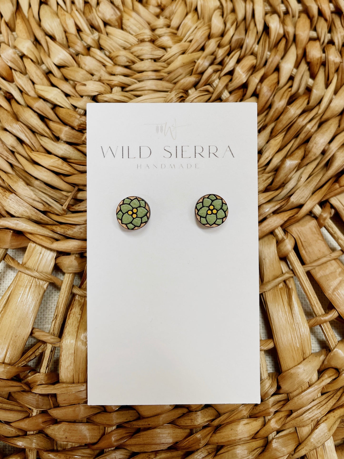 Floral Wood Studs