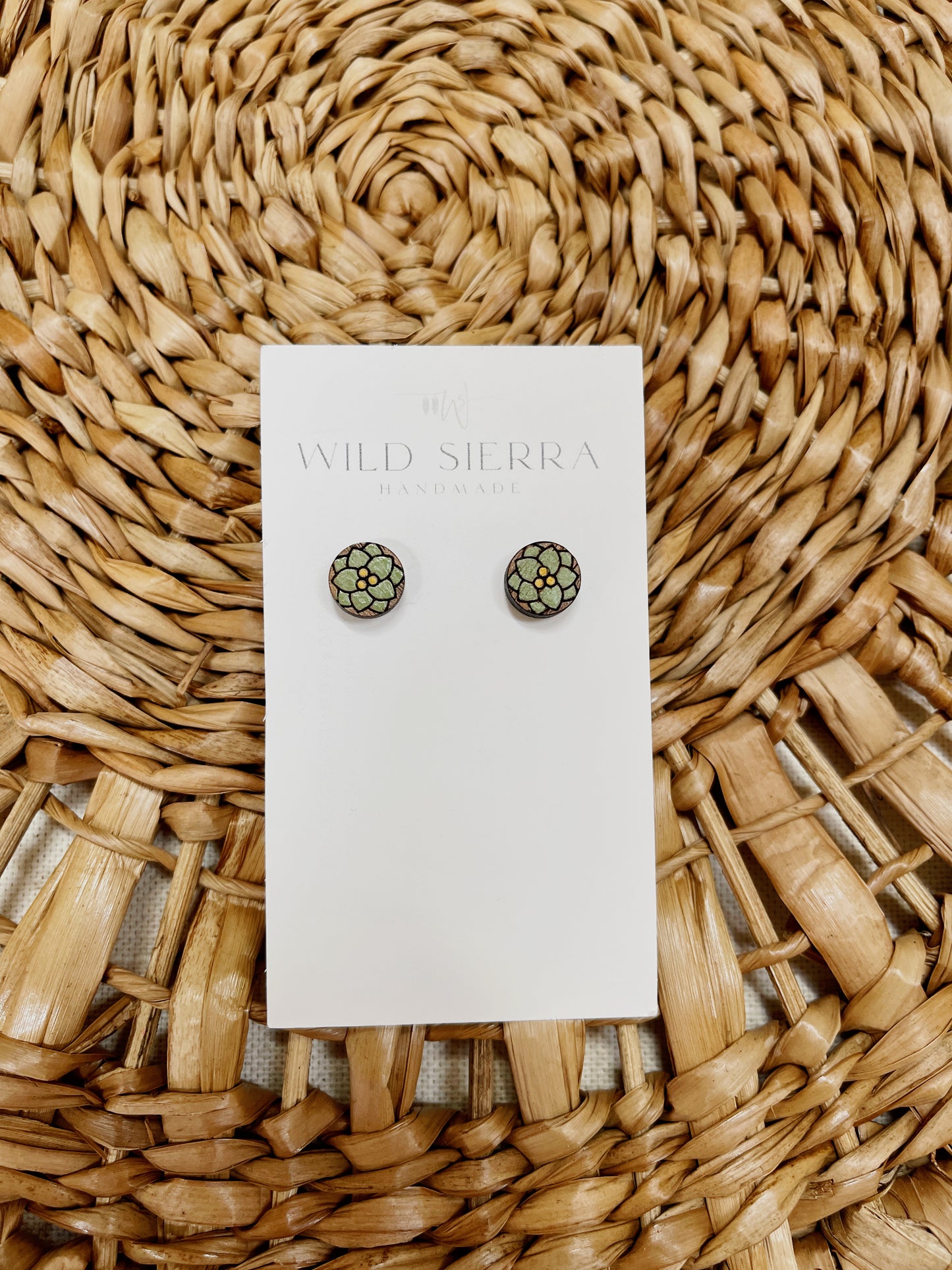 Floral Wood Studs
