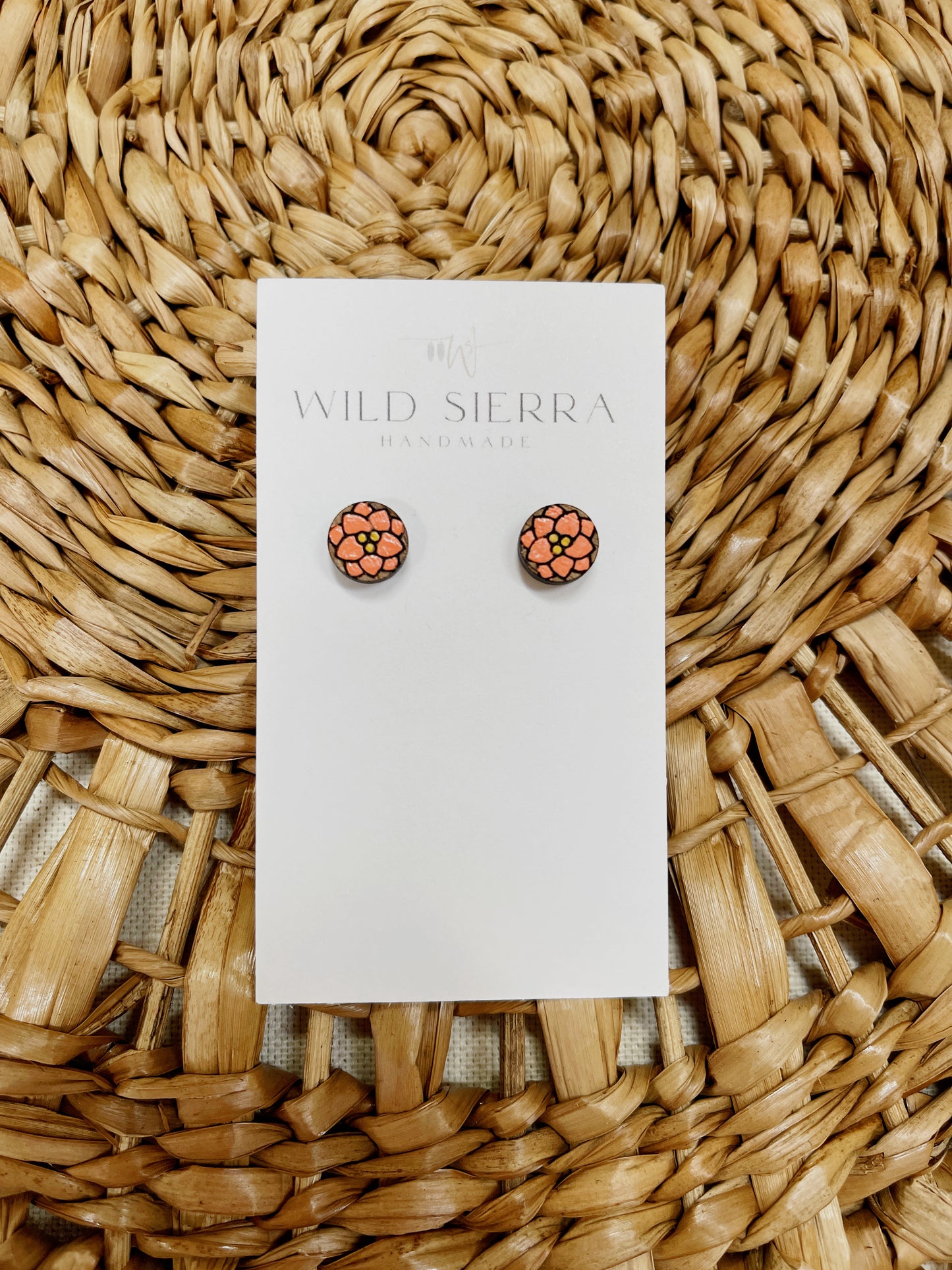 Floral Wood Studs