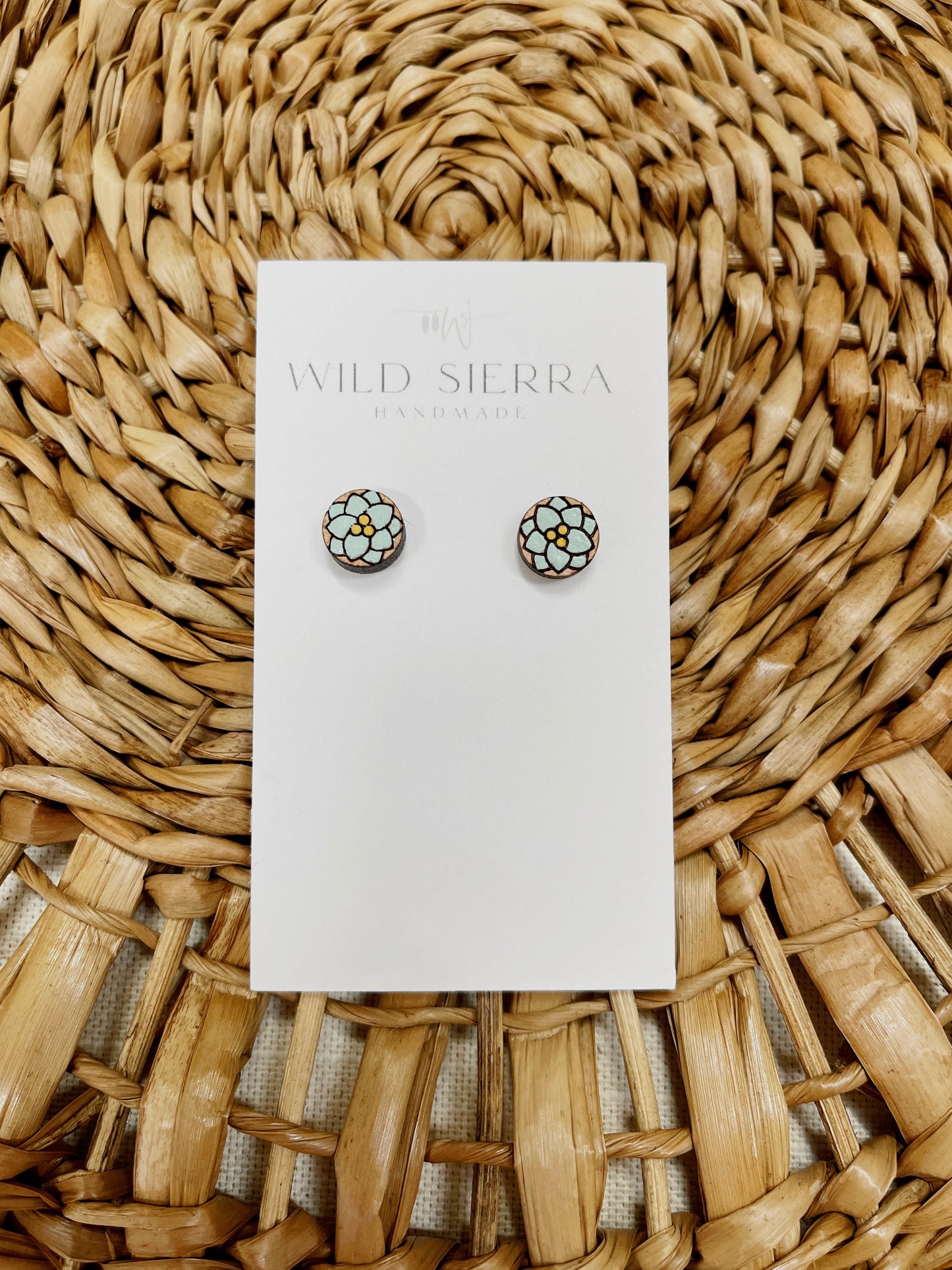 Floral Wood Studs