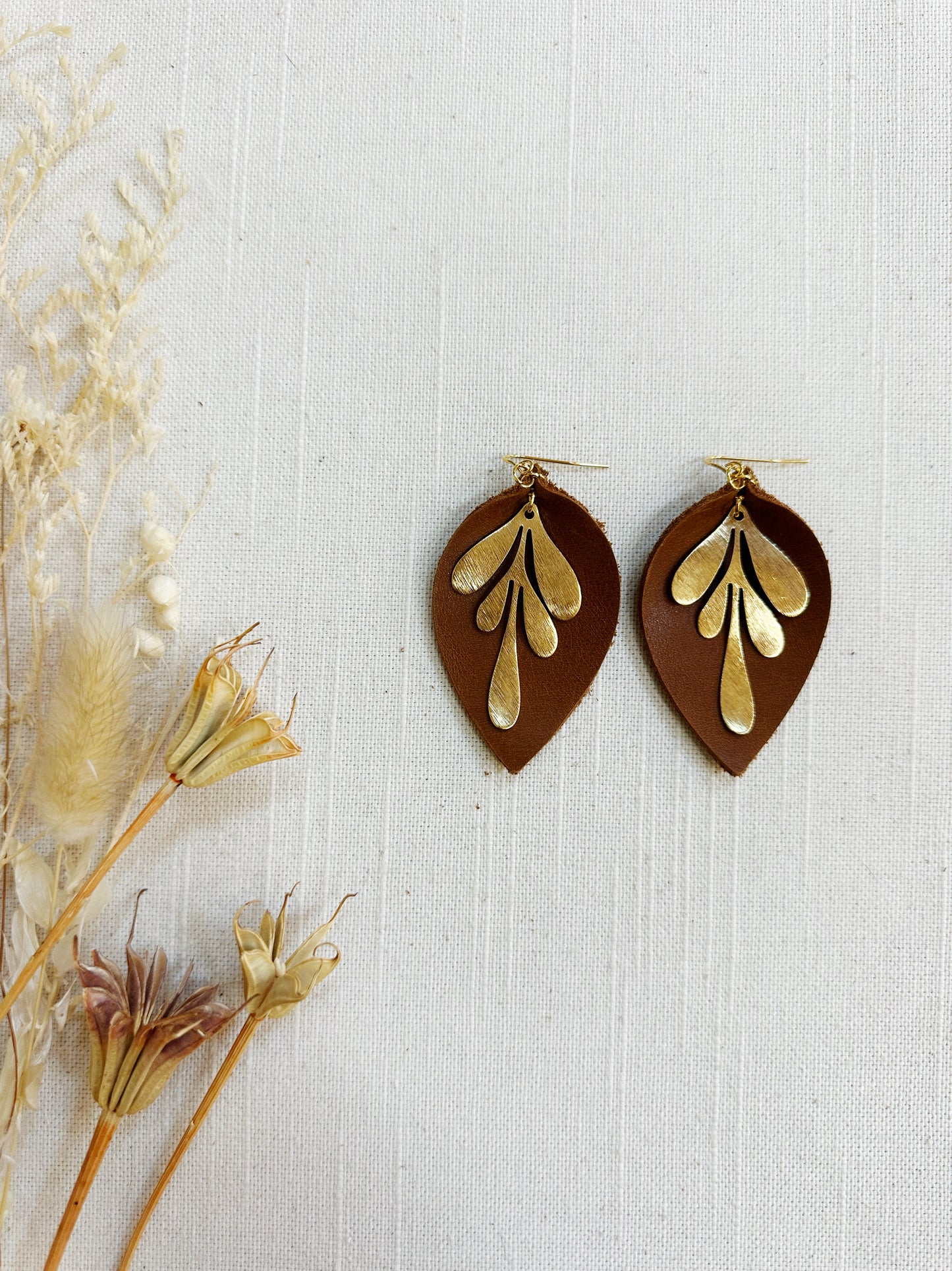Brass Leaf on Leather