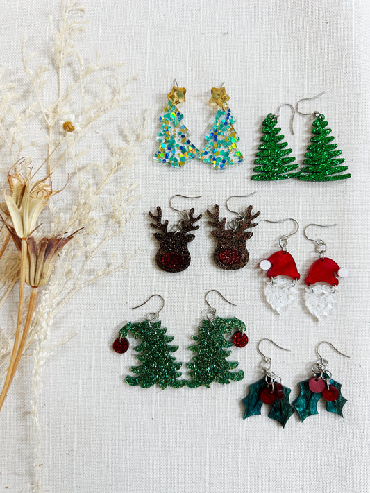 Winter Holiday Acrylic Earrings