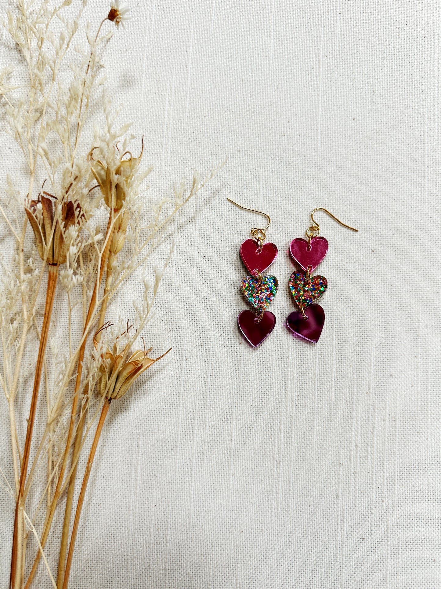 Valentines Colored Acrylic Dangles