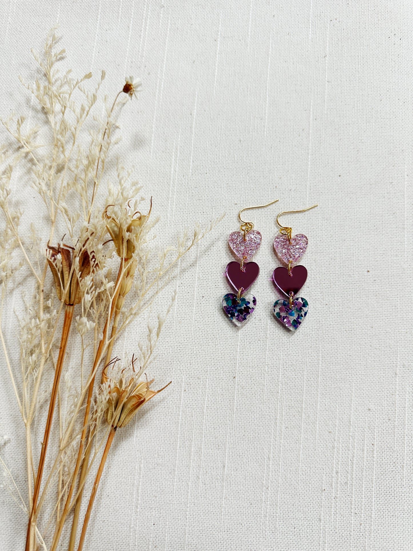 Valentines Colored Acrylic Dangles