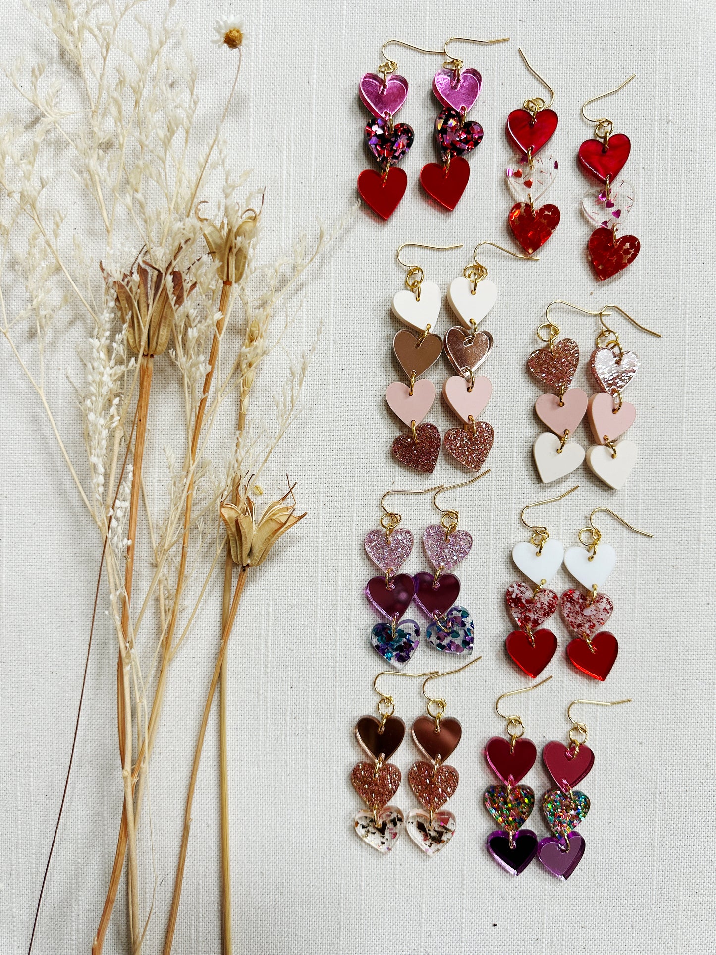 Valentines Colored Acrylic Dangles