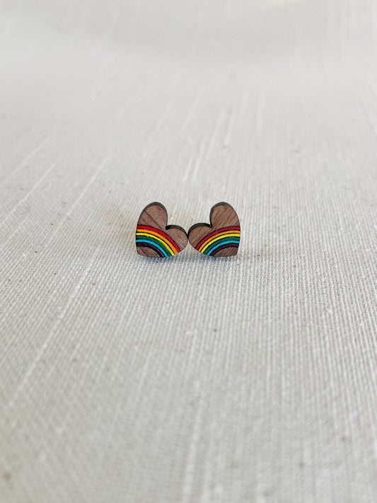 Rainbow Heart Stud Earrings